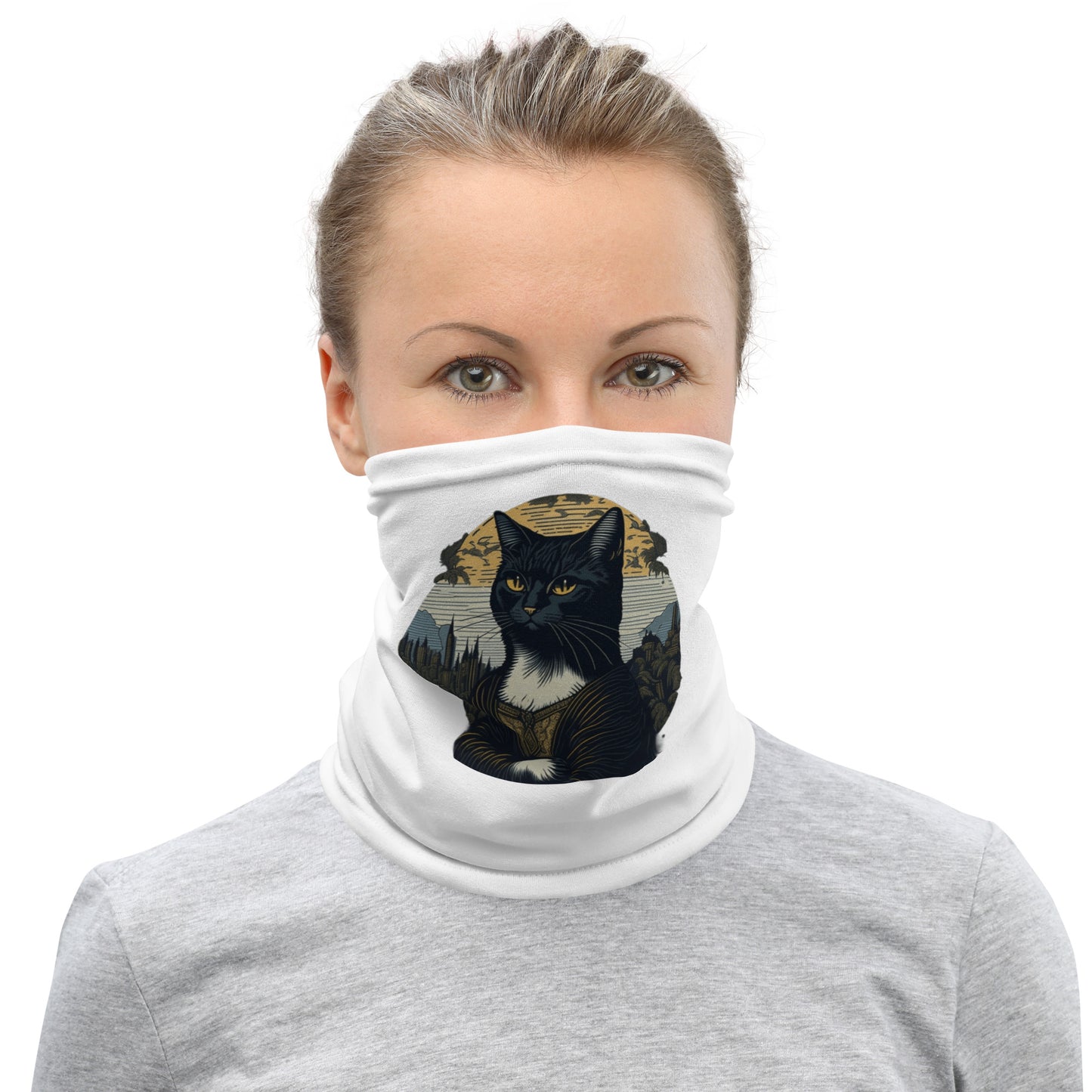 Mona Lisa Cat Neck Gaiter