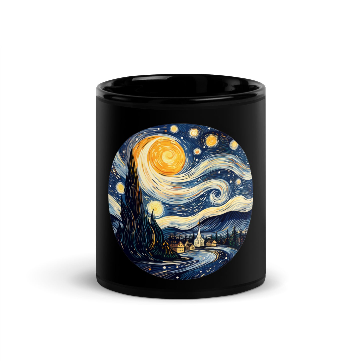 Starry Night Black Coffee Mug