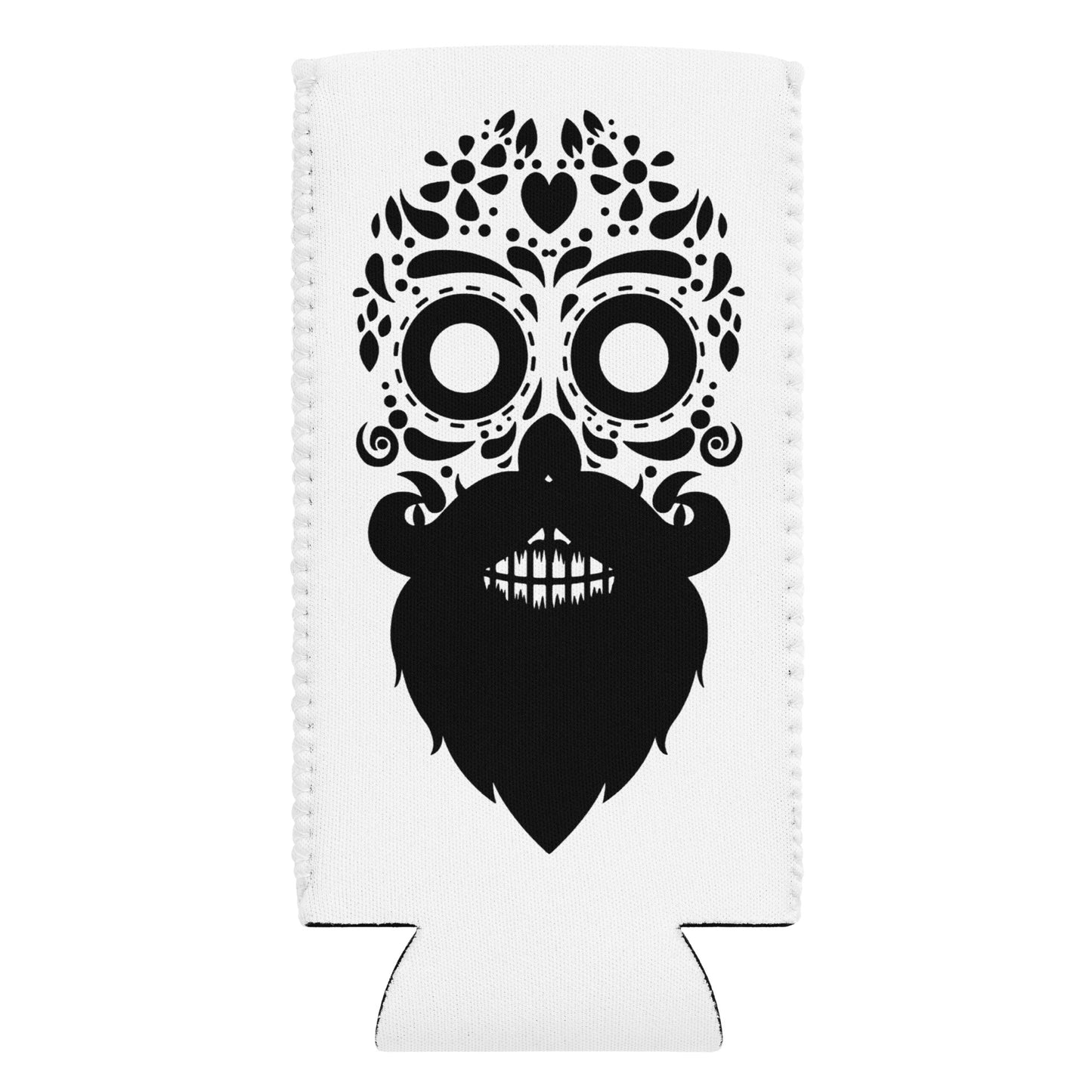 Bearded Sugar Skull slim Can Cozies