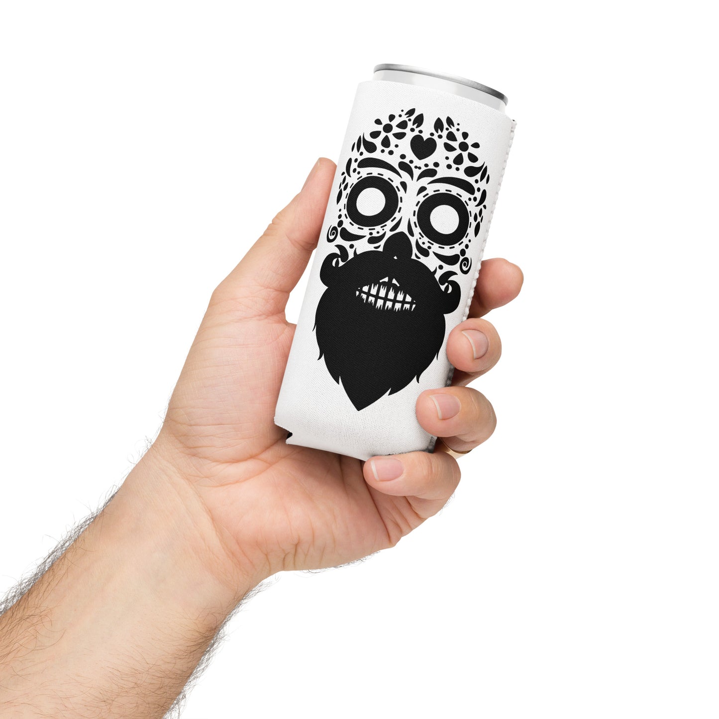 Bearded Sugar Skull slim Can Insulator
