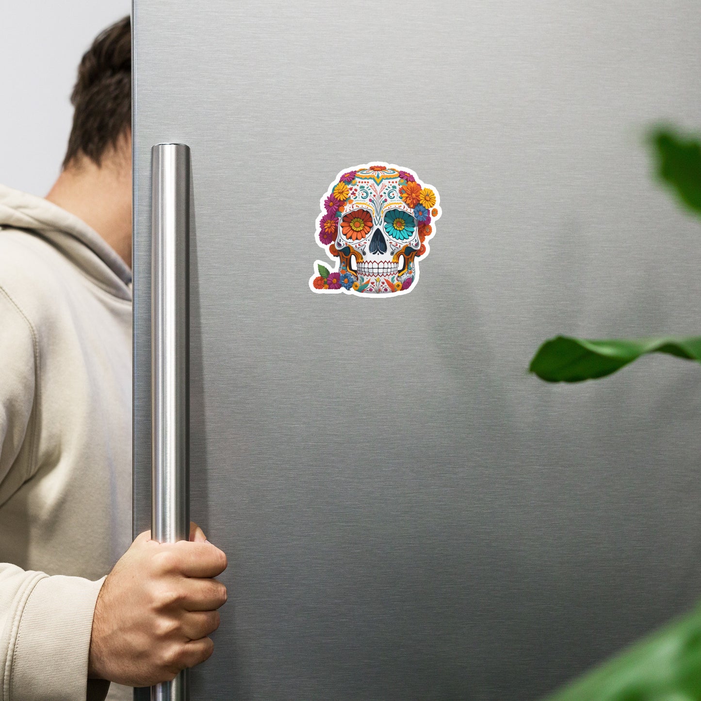 floral skull magnet