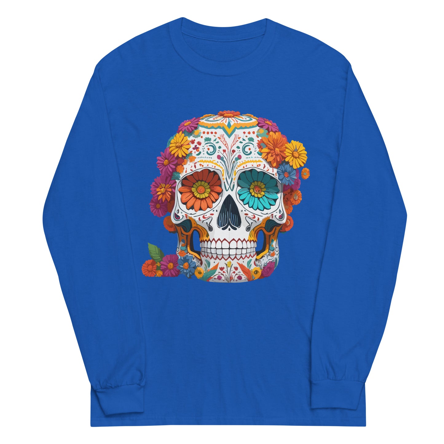 Mexican Skull blue Long Sleeve Shirt