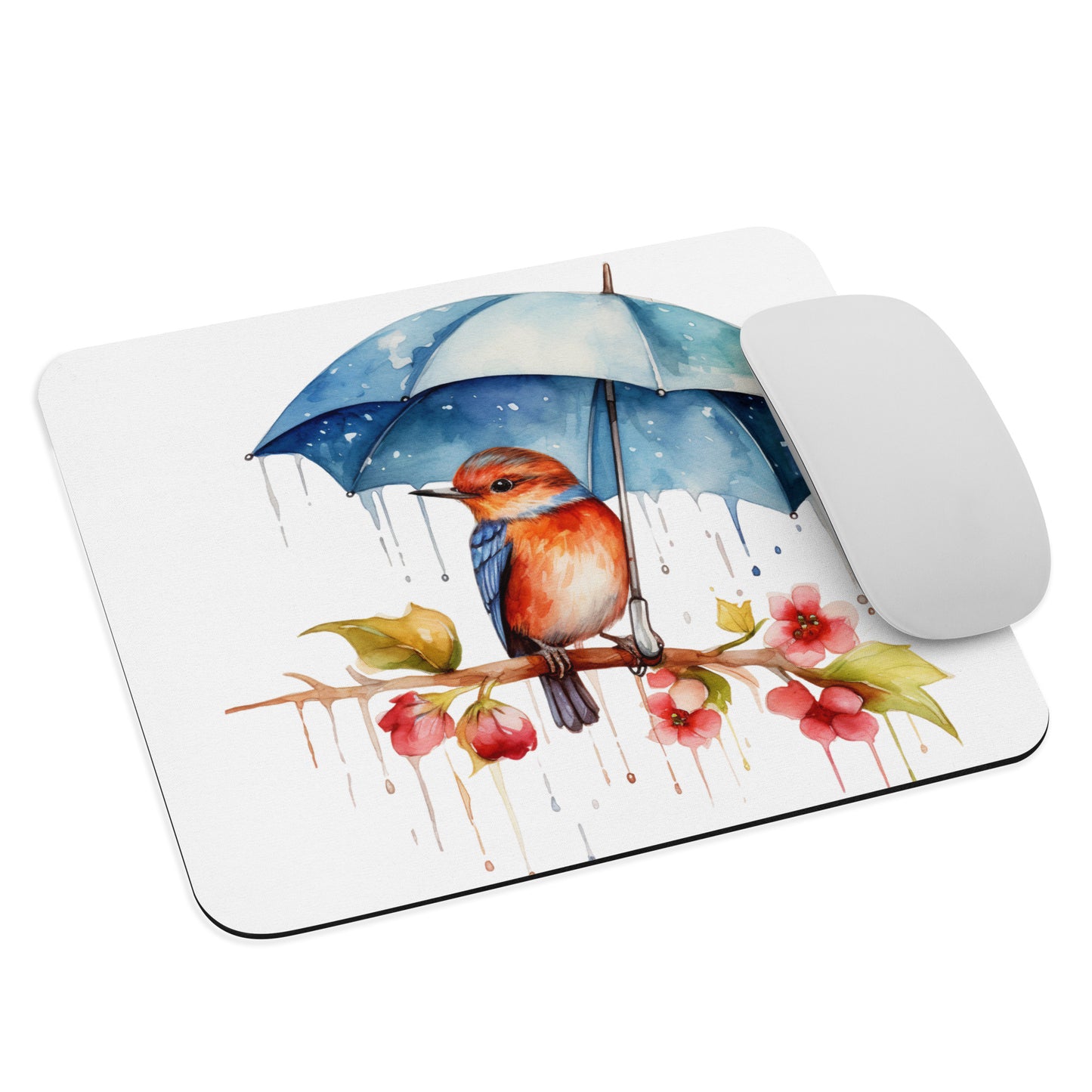 Bird with an Umbrella Mouse Pad