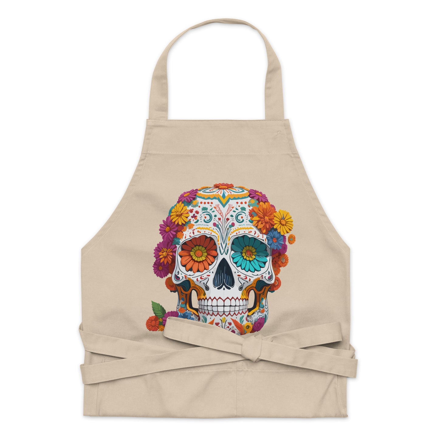 Day of the Dead Organic tan Apron