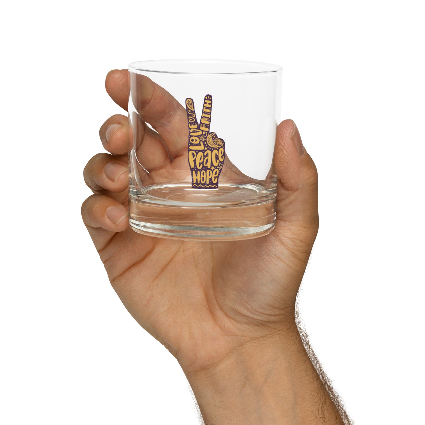 hand peace sign Whiskey Glass