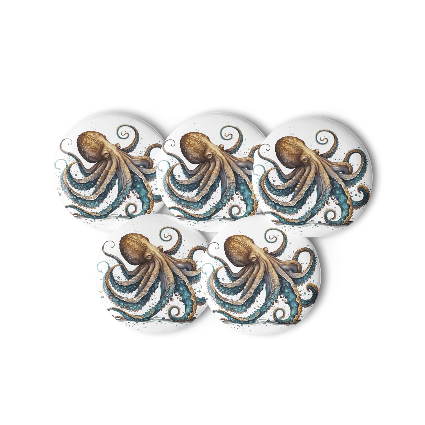 Octopus Kraken Pin Buttons