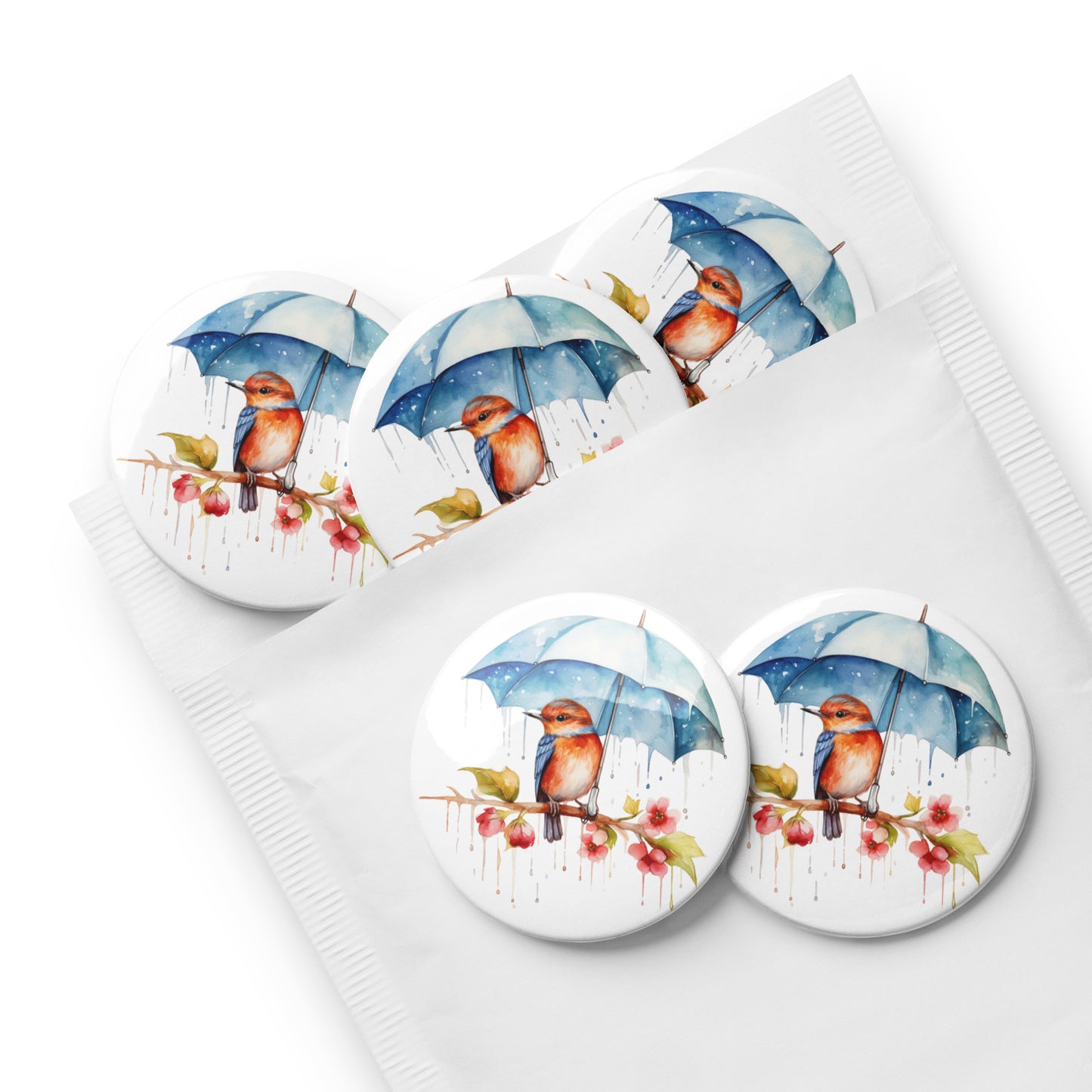 Baby Bird with Umbrella Pin Buttons