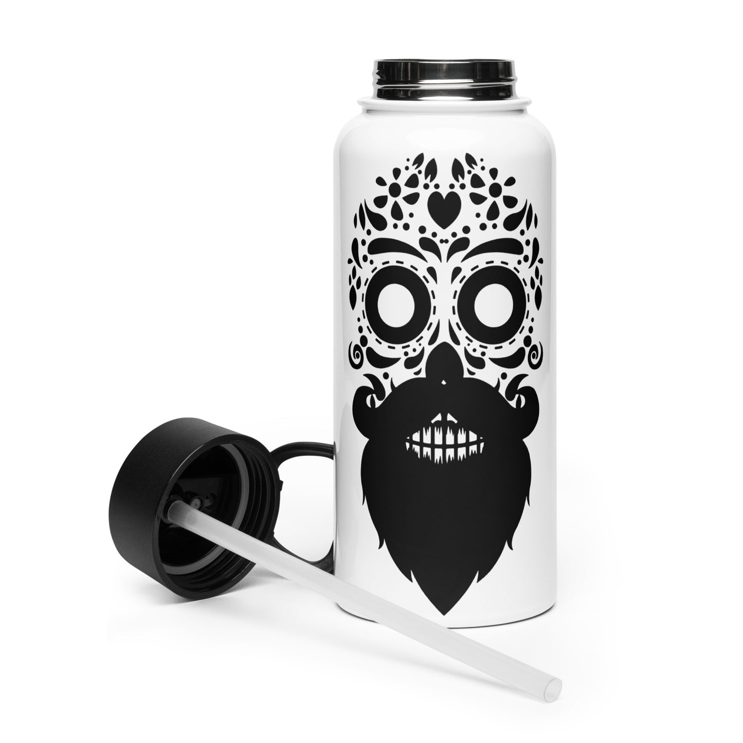 Sugar Skull Beard Stainless Steel Water Bottle