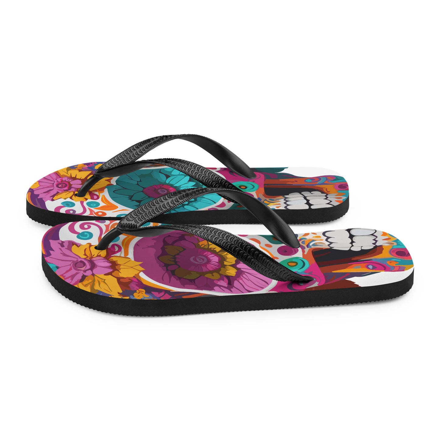 colorful skull Flip-Flops