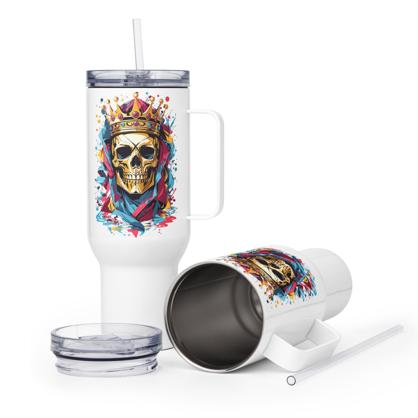 Skull & Crown Travel Mug with a Handle