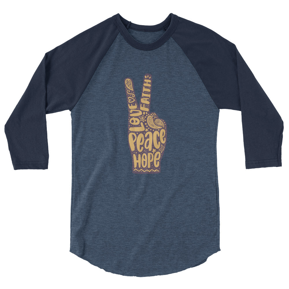 Hand Peace Sign baseball Shirt