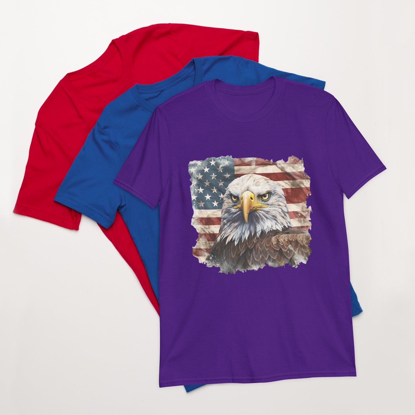 American Bald Eagle & USA Flag Ladies T-Shirt