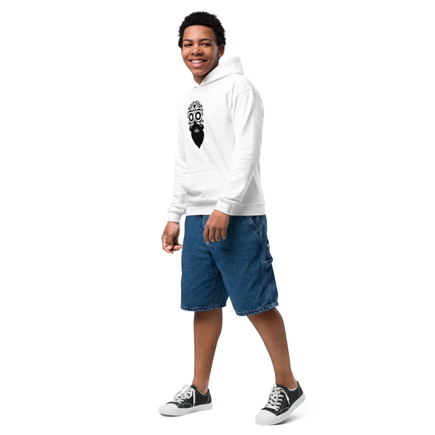 Bearded Sugar Skull teen Hoodie