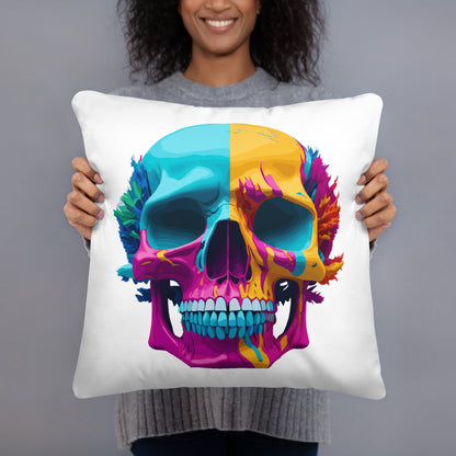 lsd color skull throw pillow