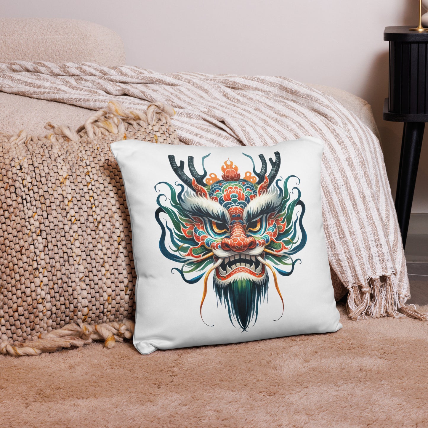 Chinese Lunar Dragon Mask Pillow
