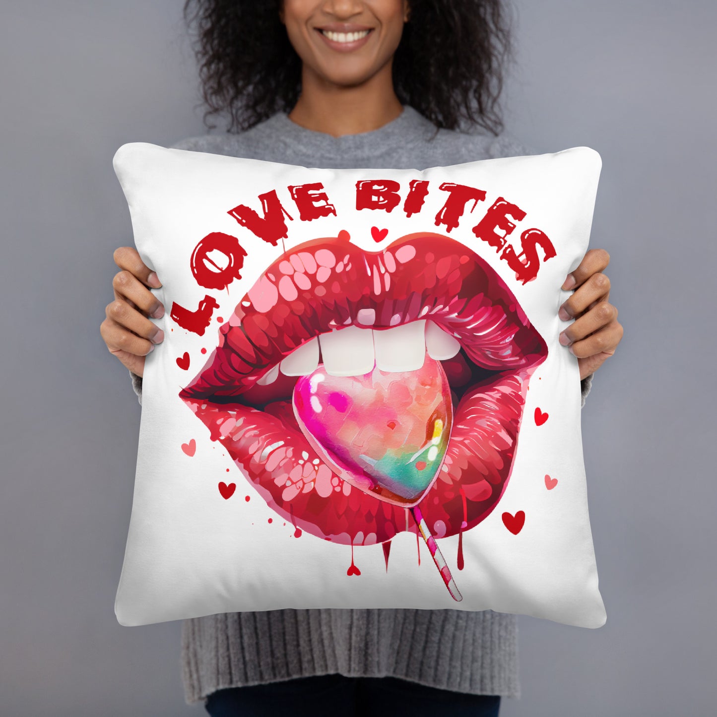 Love Bites Sexy Lips Throw Pillow