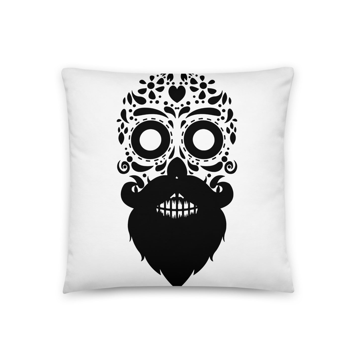 Bearded Sugar Skull Throw Pillow