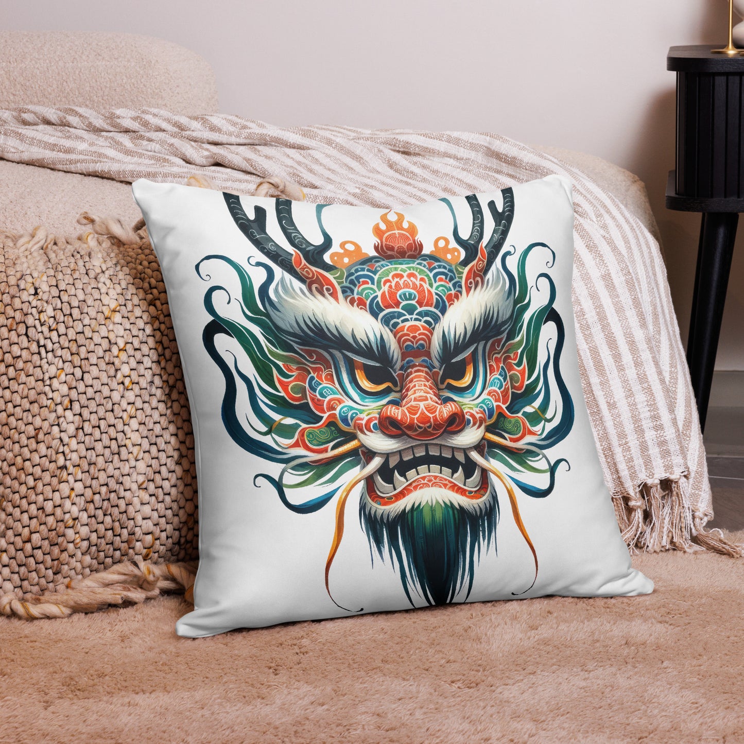 Chinese Dragon Mask Pillow