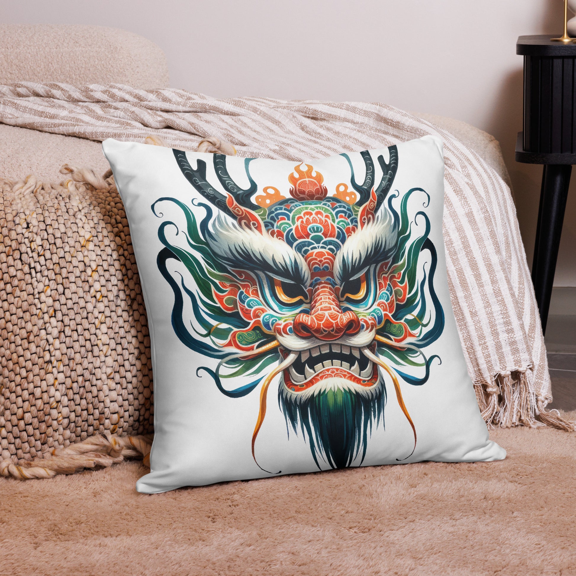 Chinese Dragon Mask Pillow