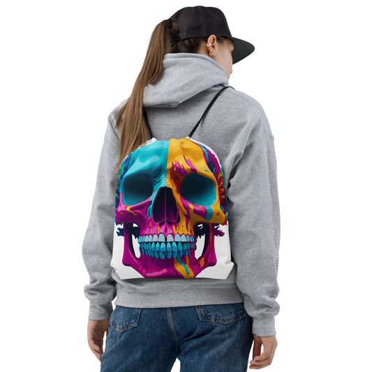 lsd color skull drawstring bag