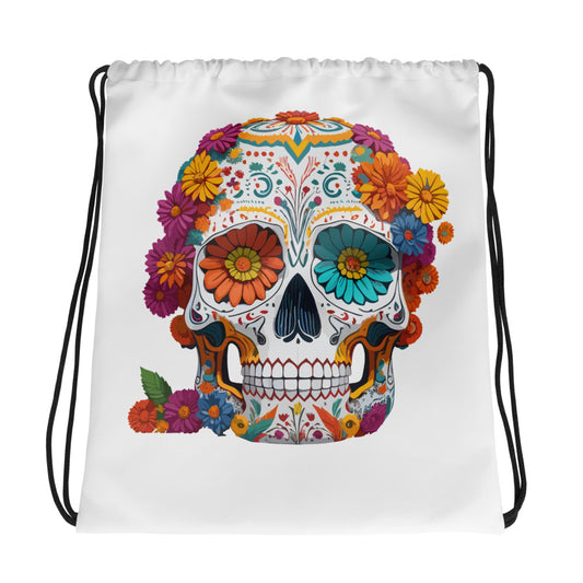 Sugar Skull Drawstring Bag