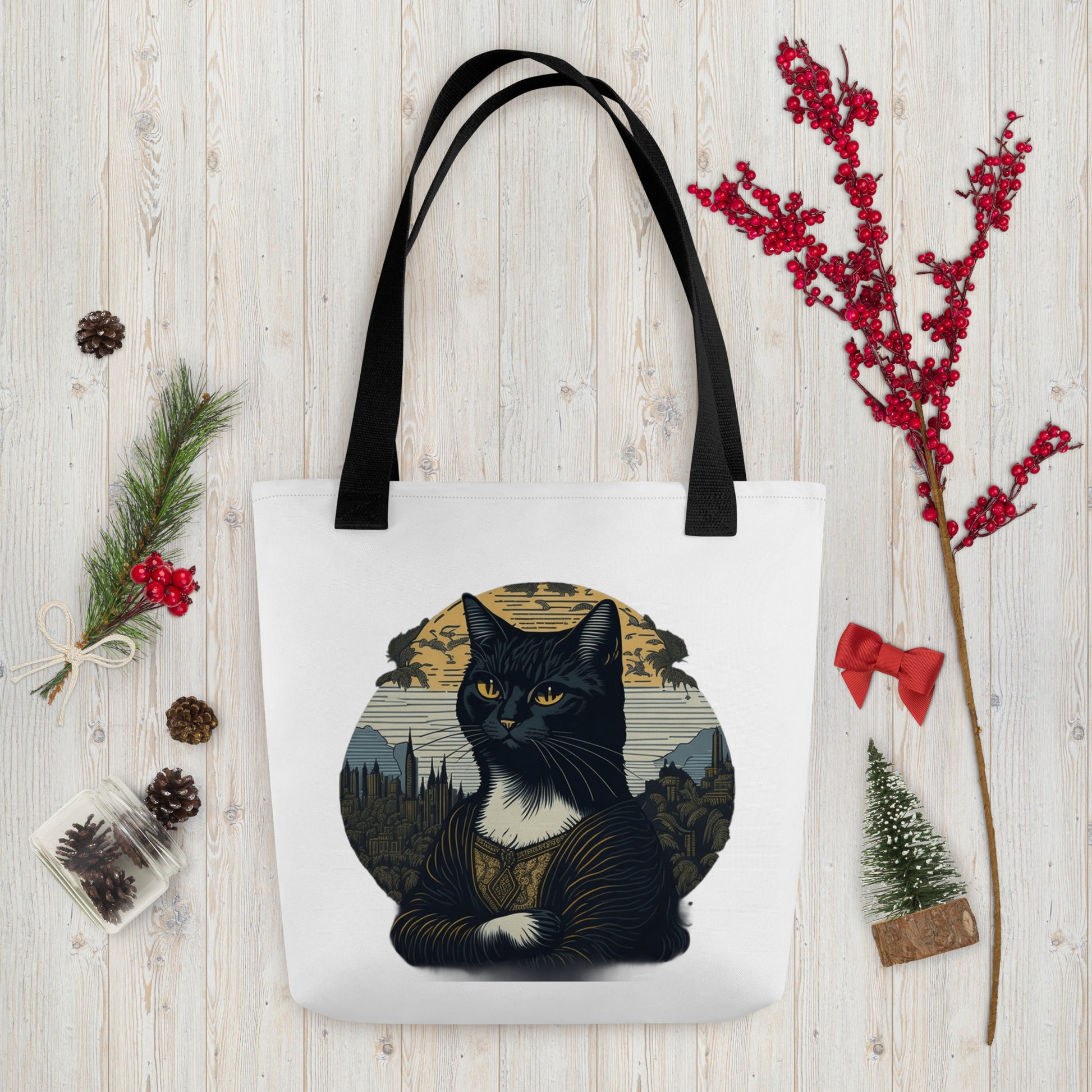 Cat Mona Lisa Tote Bag