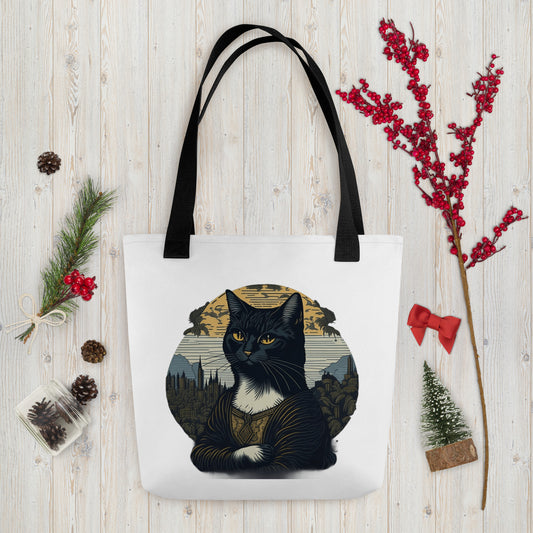 Cat Mona Lisa Tote Bag