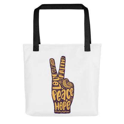 Love Faith Hope Peace Sign Tote Bag