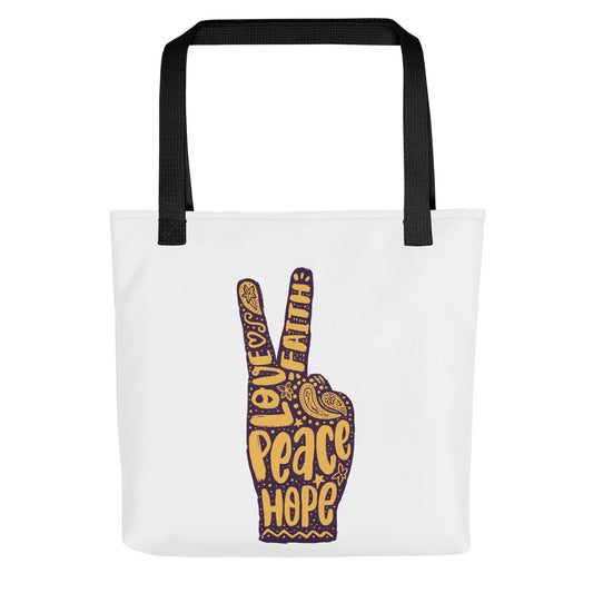 Love Faith Hope Peace Sign Tote Bag
