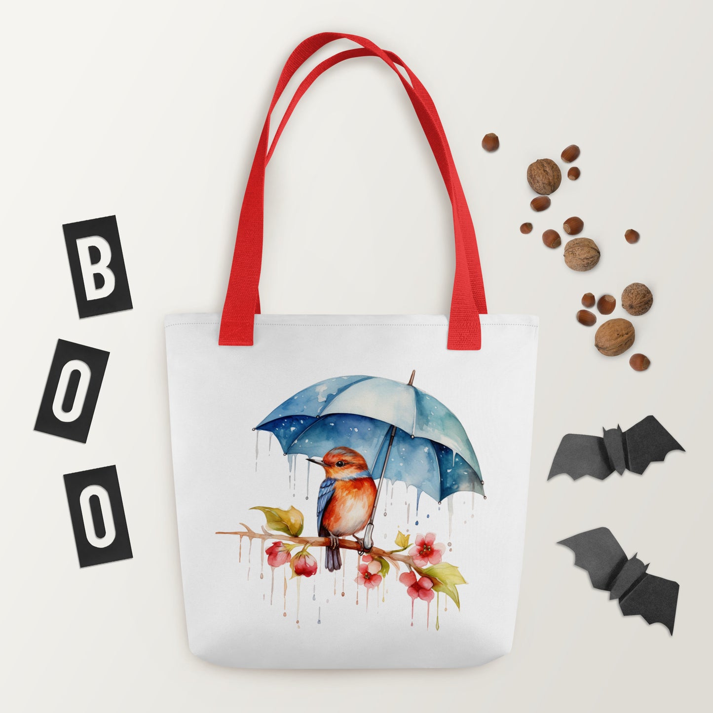 bird umbrella tote bag