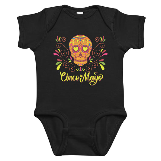 Cinco De Mayo Floral Sugar Skull Baby Onesie