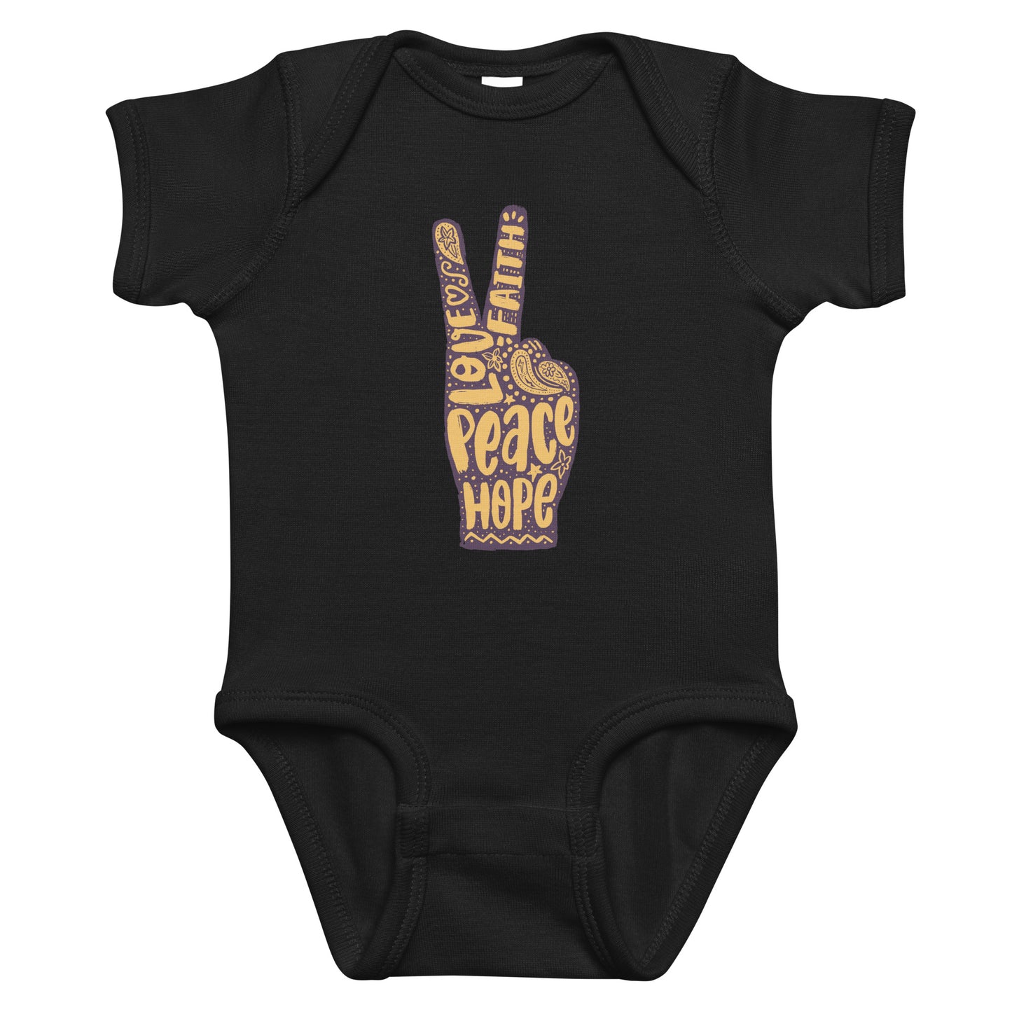 Love, Faith, Hope, Peace Sign Baby Onesie