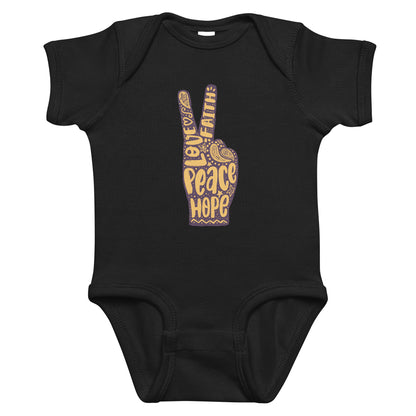 Love, Faith, Hope, Peace Sign Baby Onesie
