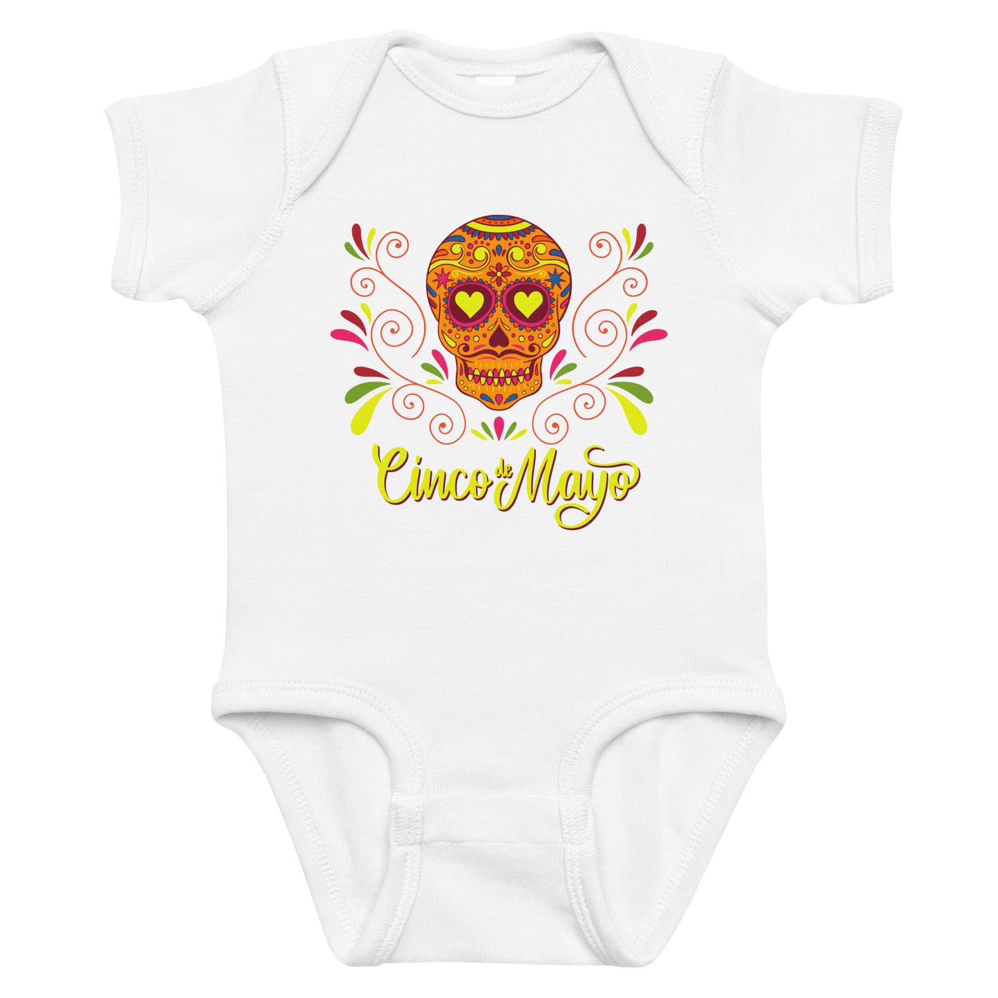 Cinco De Mayo Floral Sugar Skull Baby Onesie