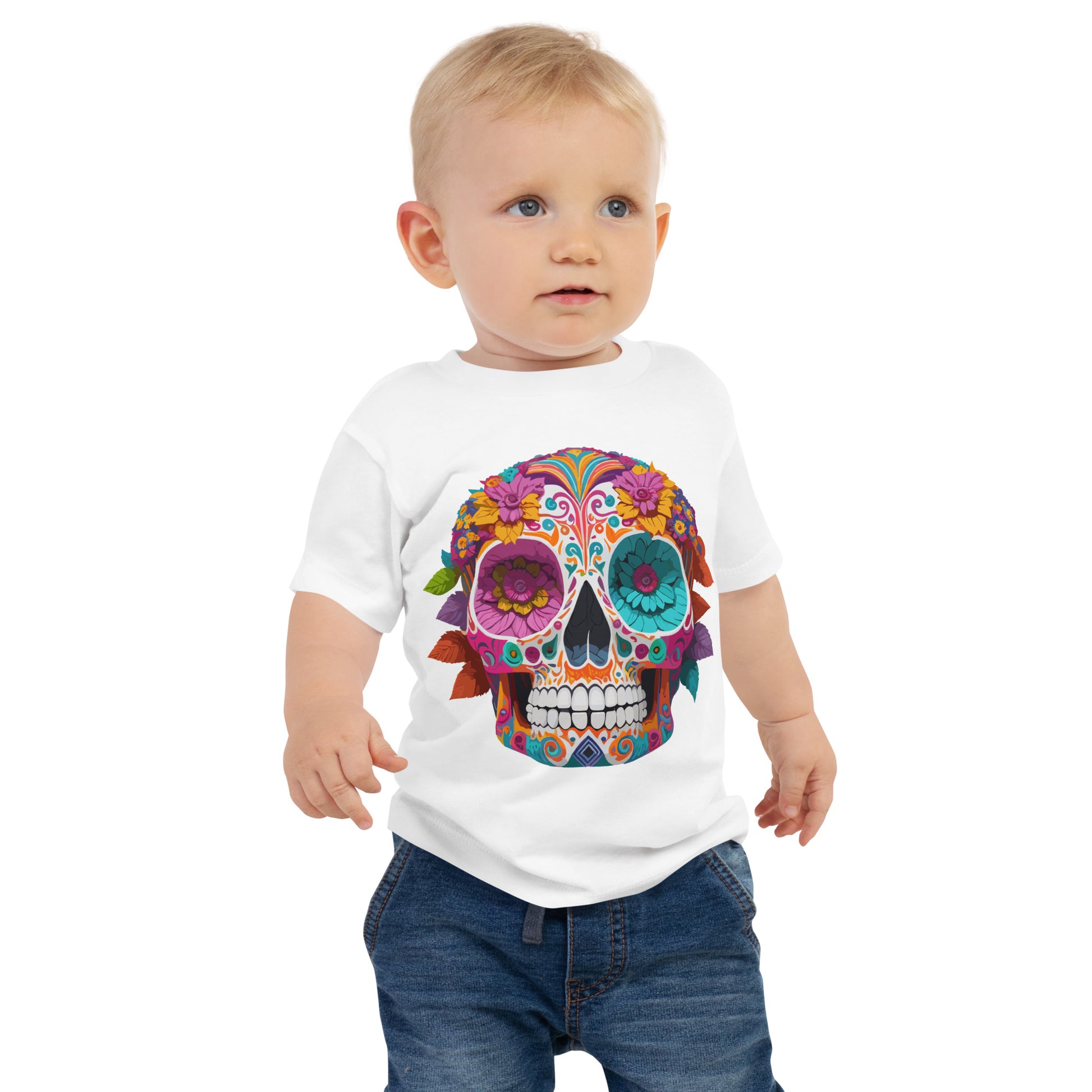 colorful skull baby t-shirt