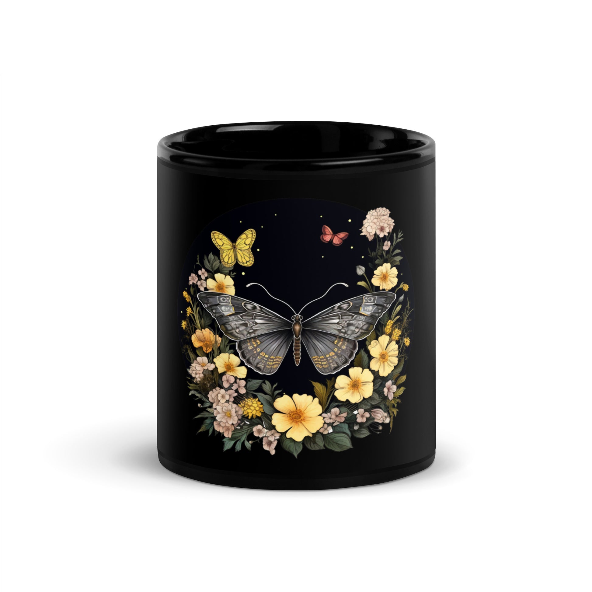Butterflies & Flower Fields Black Coffee cup