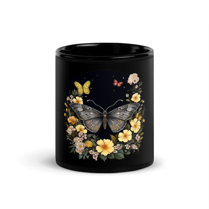 Butterflies & Flower Fields Black Coffee cup