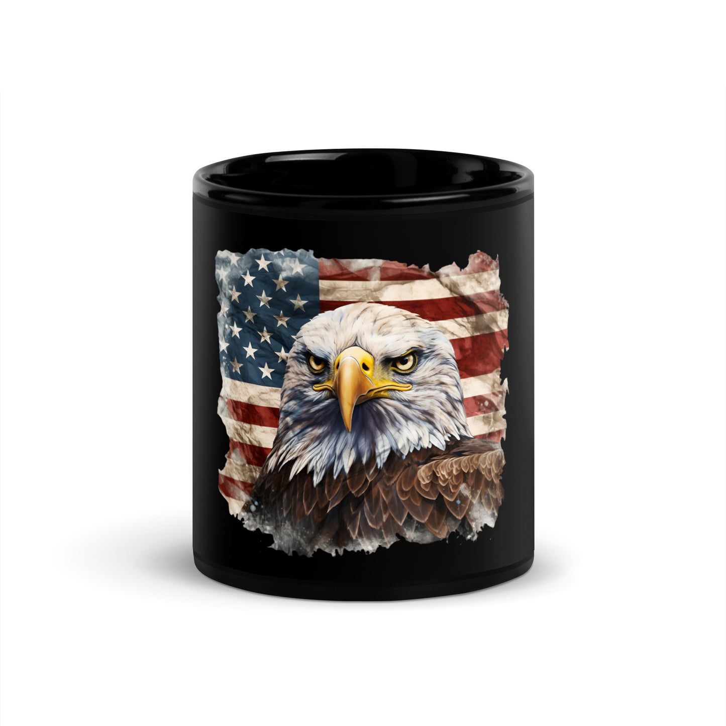 American Bald Eagle Black Coffee Mug