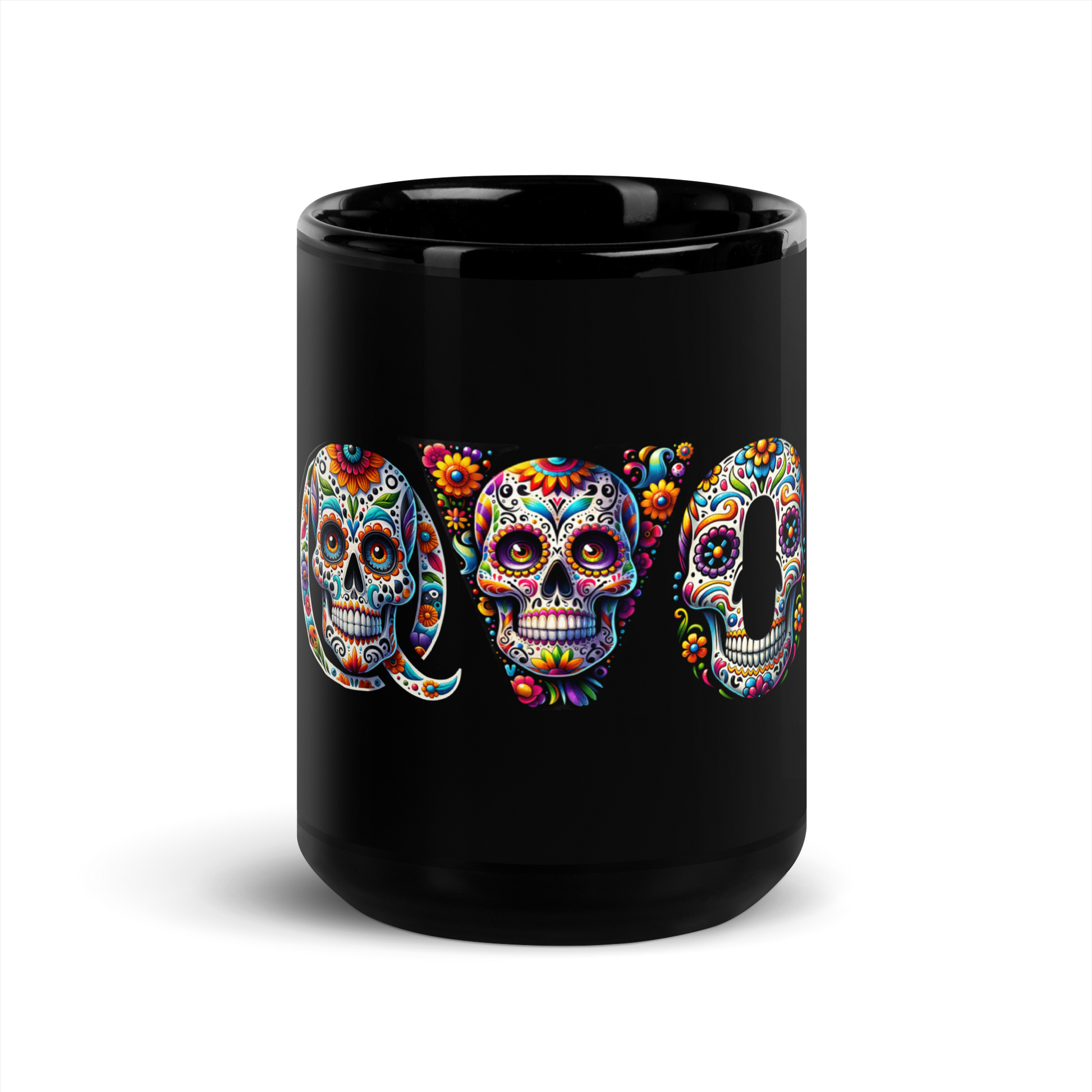 qvo sugar skull letters coffee mug