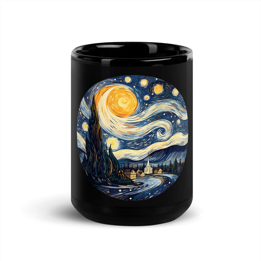 Van Gogh Starry Night Black Coffee Mug