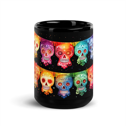 Mexican Fiesta Banner Flags Black Coffee Mug