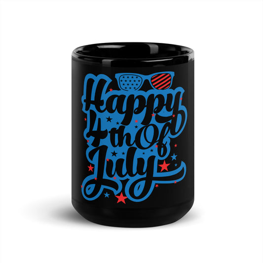 Happy 4th of July Black Coffee Mug