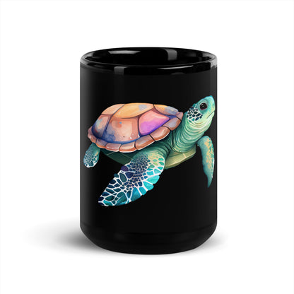 Sea Turtle Bliss Black Coffee Mug
