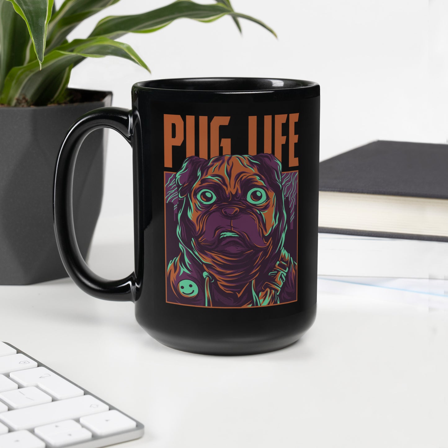 PUG LIFE Black Coffee Mug