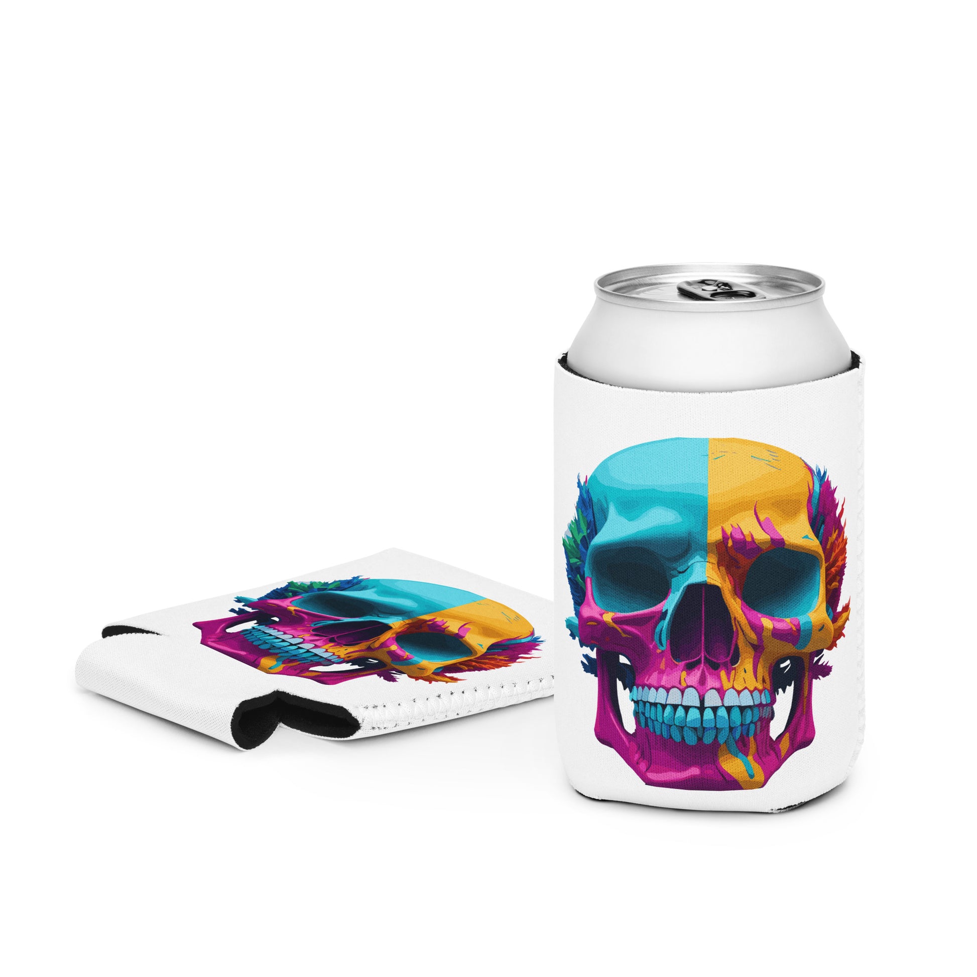 lsd skull beer can koozie