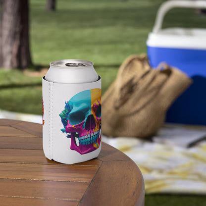Psychedelic Skull Beer Can Coozie