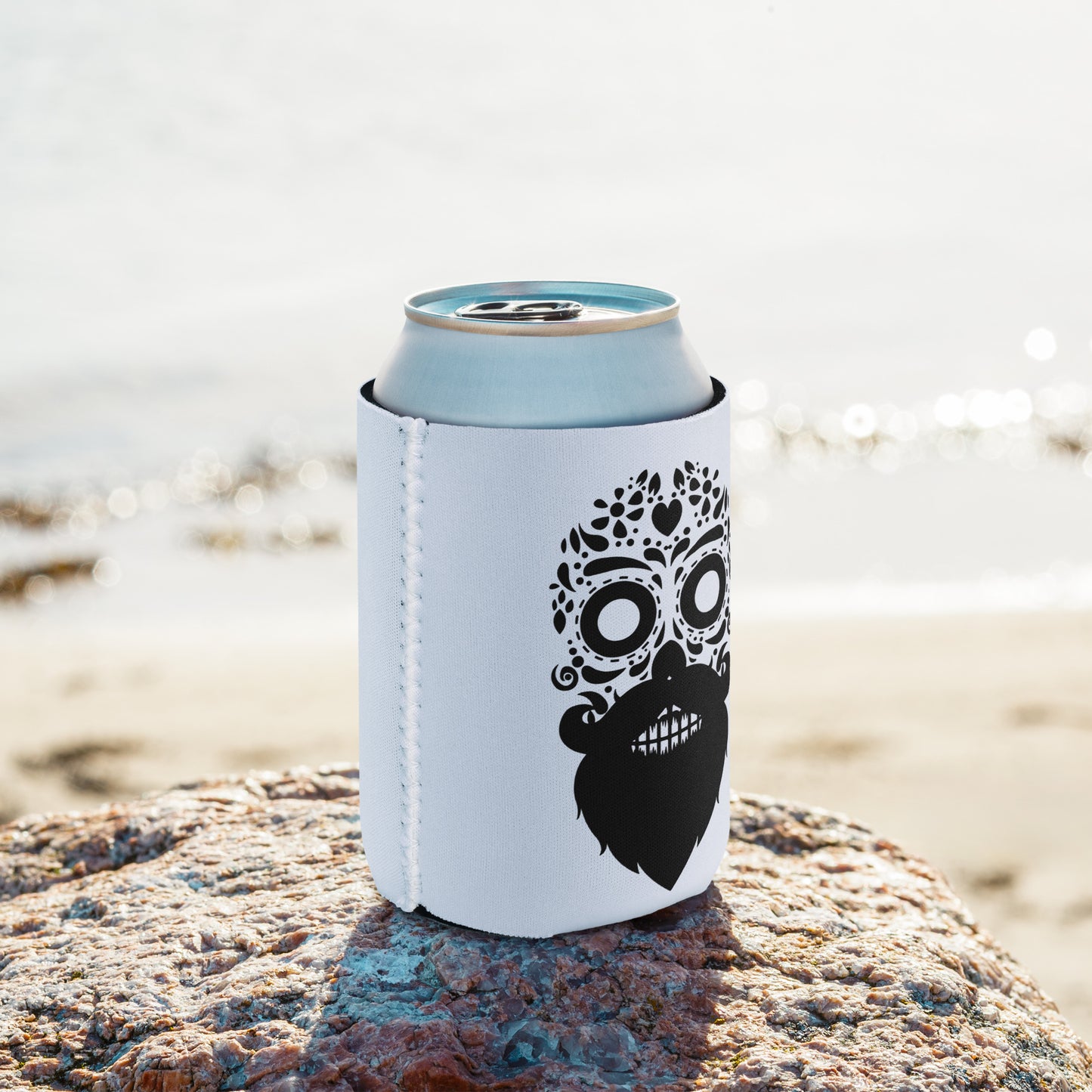 Sugar Skull Beard Beer Bottle Coolie