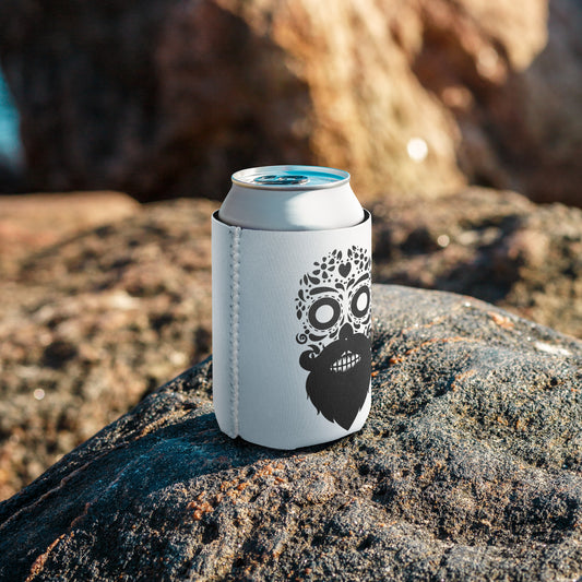 Bearded Sugar Skull Beer Can Coosie