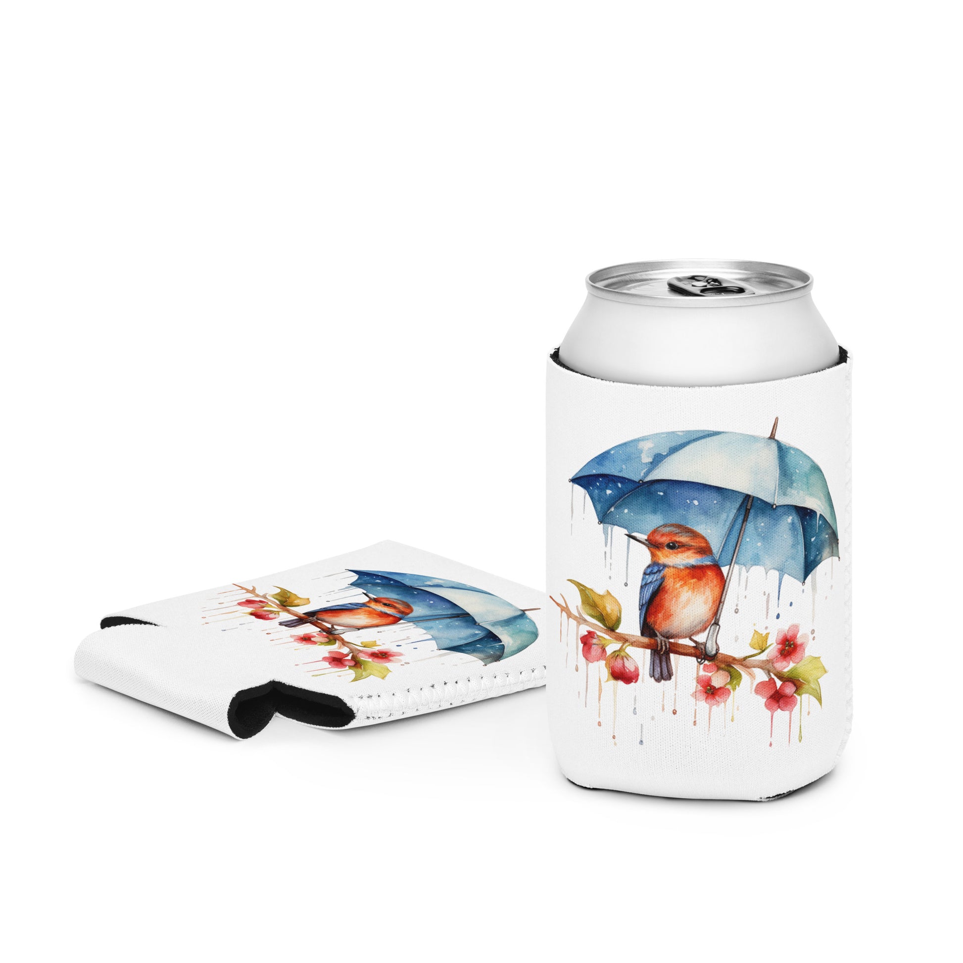 Baby Bird with Umbrella Beer Can Sleeve