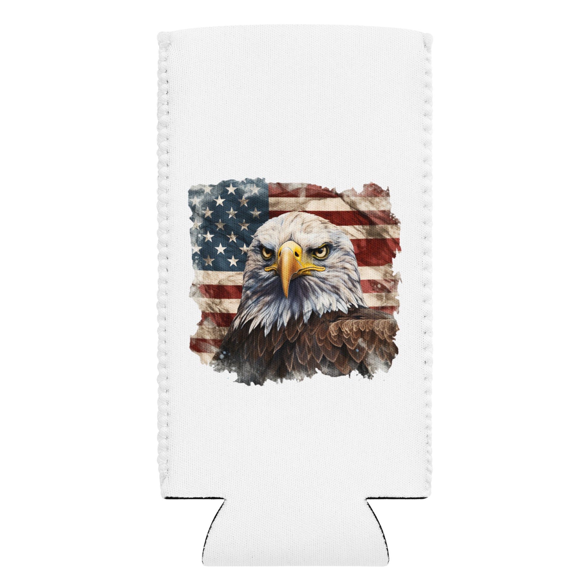 American Bald Eagle Flag Slim Can Koozie